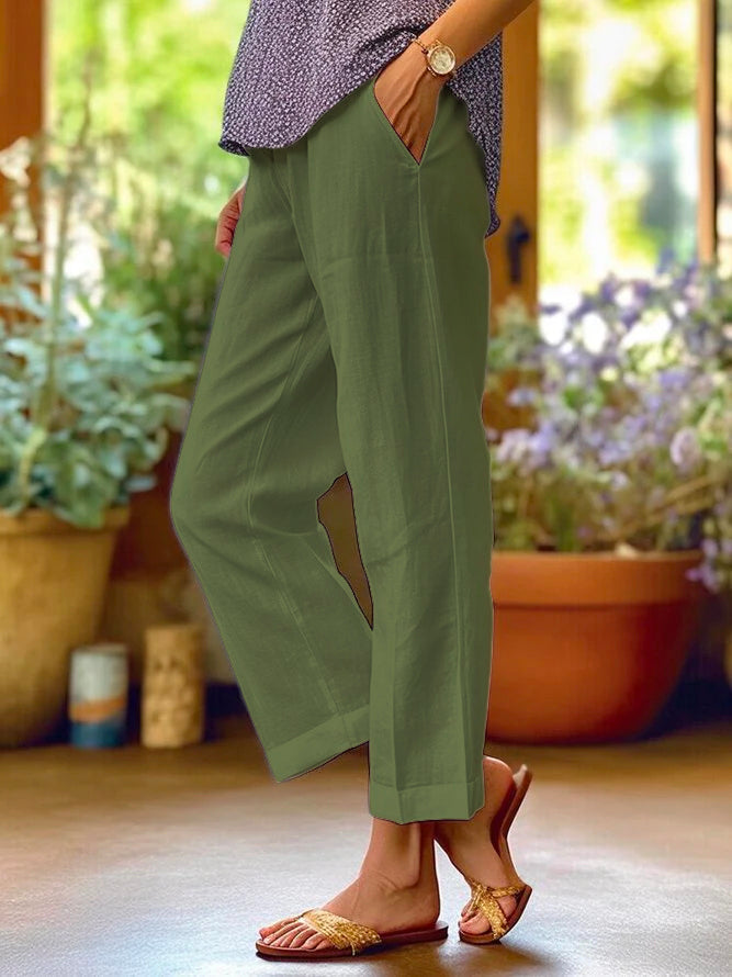 Lotte Pantalón de Lino para Mujer – Pantalón Ancho Elegante y Fresco Verano