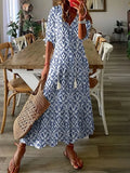Charm Vestido Bohemio para Mujer – Vestido Floral Ikat con Escote en V Chic
