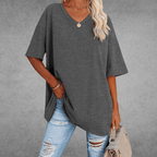 Ninon Camiseta Oversize para Mujer – T-Shirt Cuello V Casual Chic