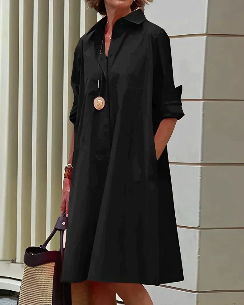 Monet Vestido Camisero para Mujer – Vestido Midi Elegante Casual Chic