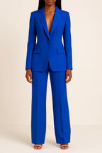 Valentina Conjunto Satinado para Mujer – Traje Elegante de Pantalón Ancho y Blazer Moderno