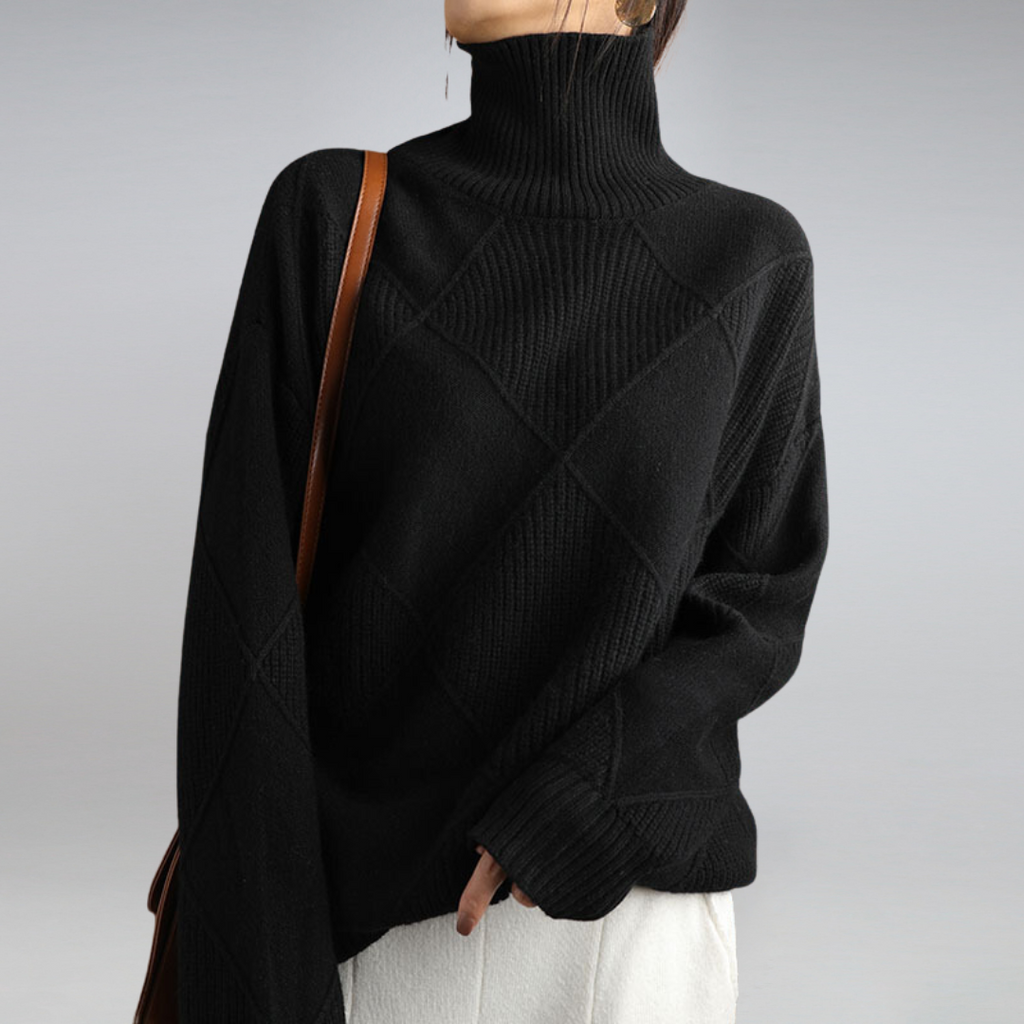Myla Jersey de Cachemir para Mujer – Suéter Cuello Alto Elegante y Suave