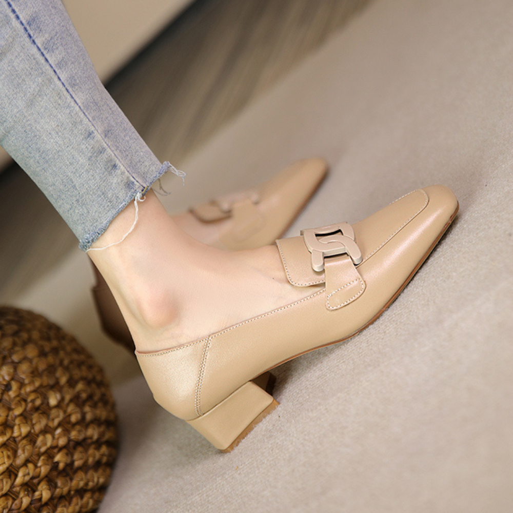 Lucienne Zapatos Mary Jane para Mujer – Mocasines de Cuero con Tacón Chunky Elegante