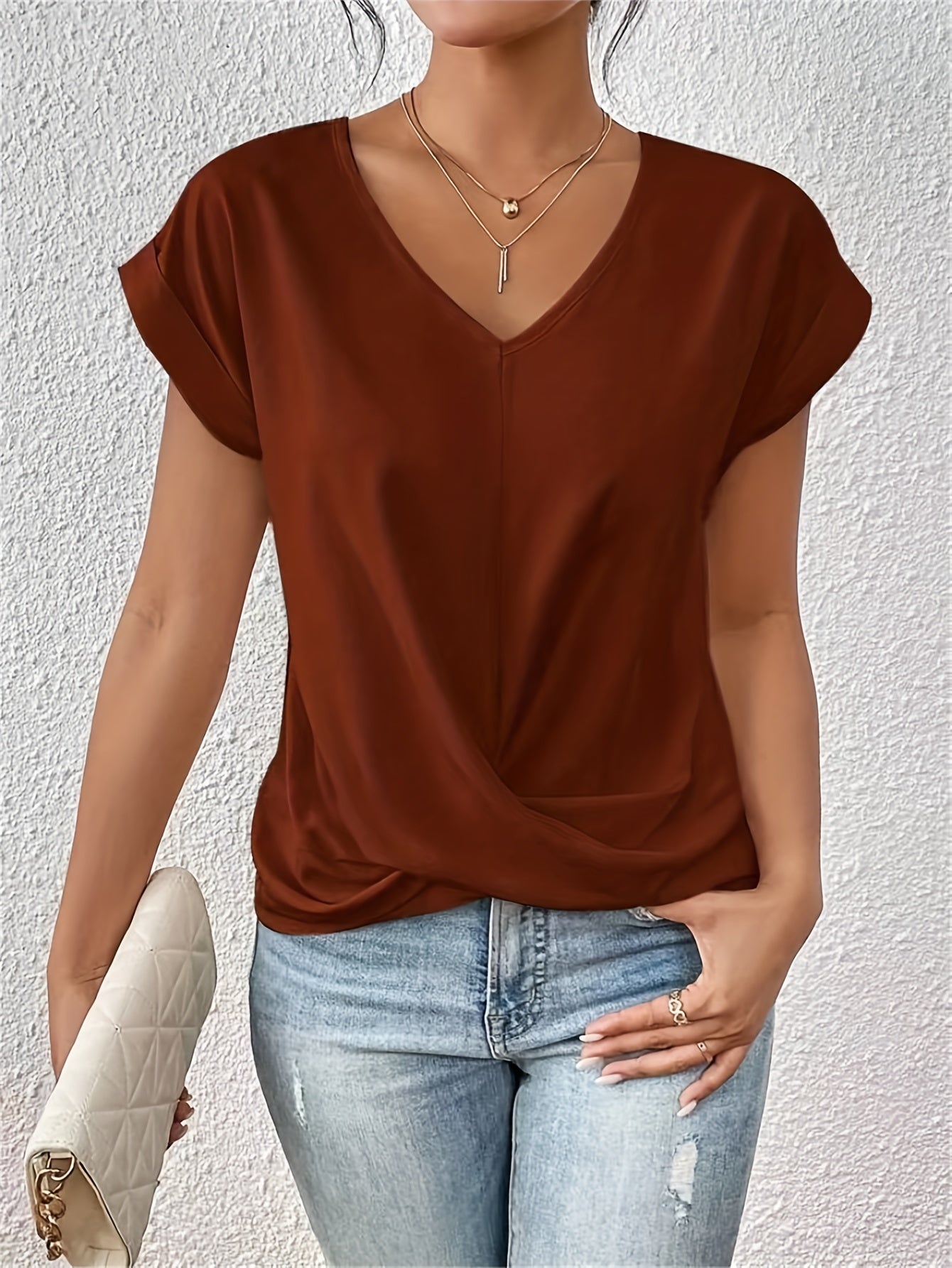 Yasmine Top para Mujer – Blusa Elegante Escote V Casual Chic Moderna