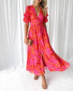 Dorothy Vestido para Mujer – Vestido Rosa Elegante Escote V Chic
