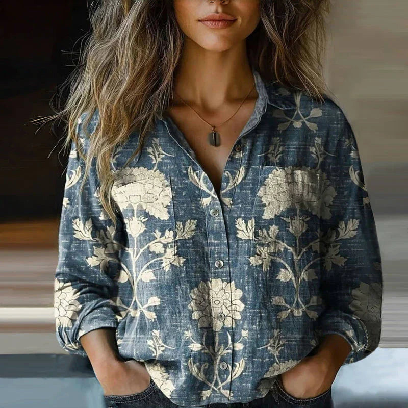 Mira Blusa Vintage para Mujer – Camisa Étnica Casual Chic Boho Elegante