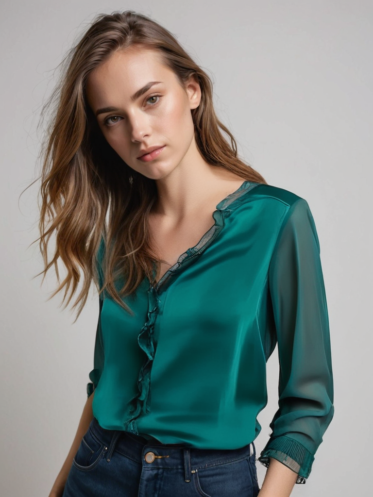 Clara Blusa de Manga Larga para Mujer – Blusa Elegante Casual Oficina Chic