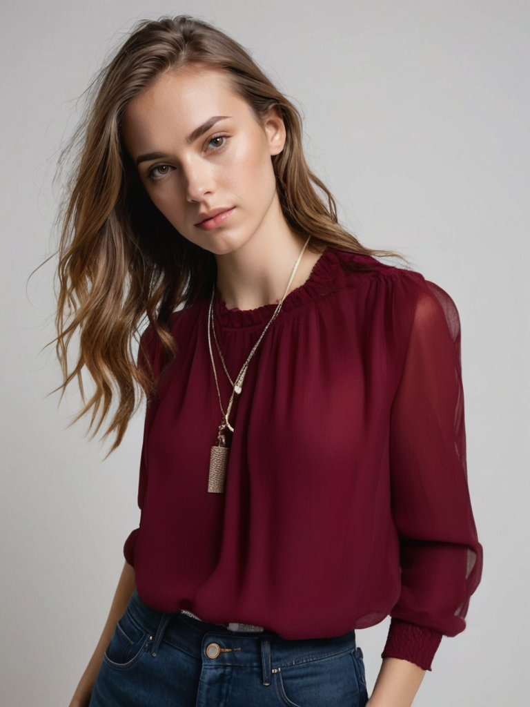 Clara Blusa de Manga Larga para Mujer – Blusa Elegante Casual Oficina Chic