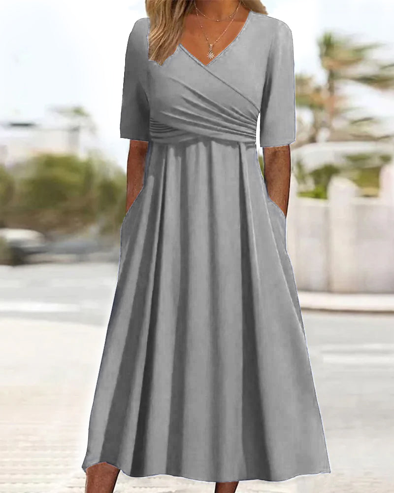 Marley Vestido Midi para Mujer – Vestido Cruzado Elegante Casual Chic