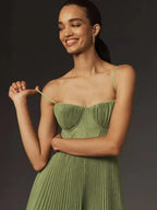 Juliana Vestido Midi para Mujer – Vestido Corsé Elegante Tul Plisado Chic