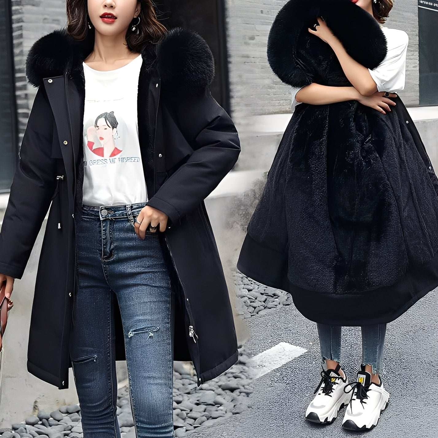Evette Abrigo de Invierno para Mujer – Chaqueta Acolchada con Capucha Chic