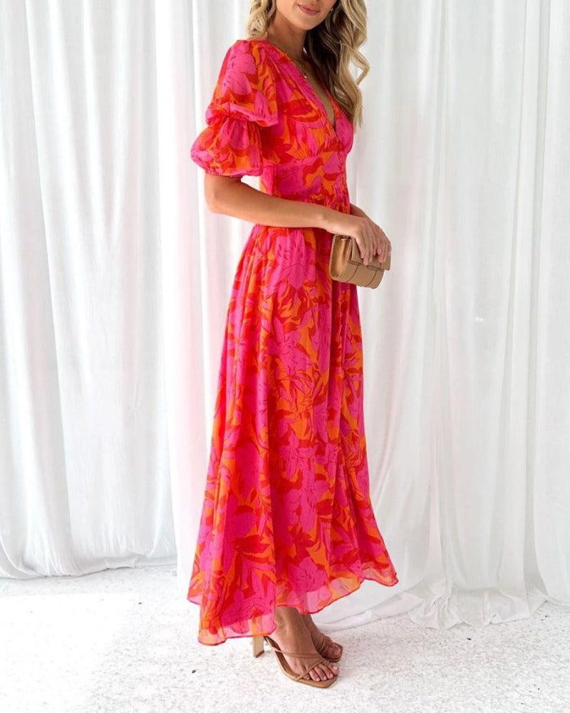Dorothy Vestido para Mujer – Vestido Rosa Elegante Escote V Chic