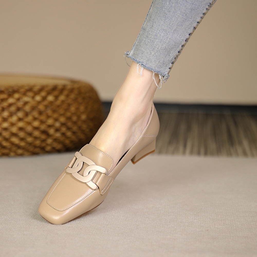 Lucienne Zapatos Mary Jane para Mujer – Mocasines de Cuero con Tacón Chunky Elegante