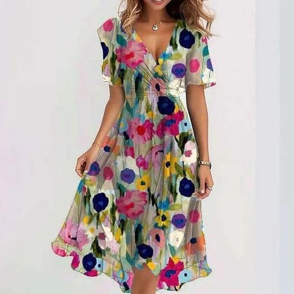 Clara Vestido para Mujer – Vestido Elegante Casual Chic Manga Corta