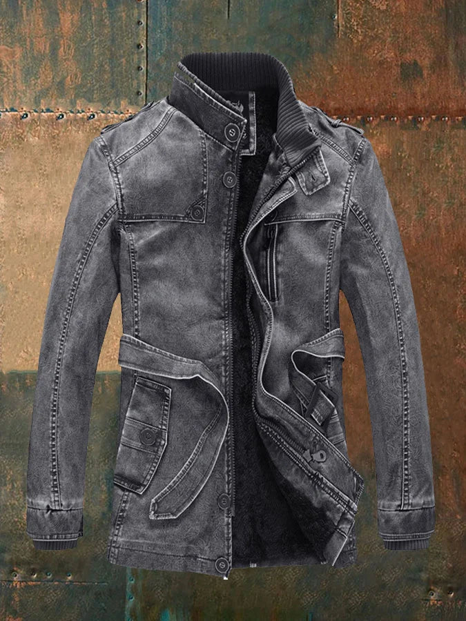 Shon Chaqueta de Cuero Vintage para Hombre – Cazadora Retro Elegante