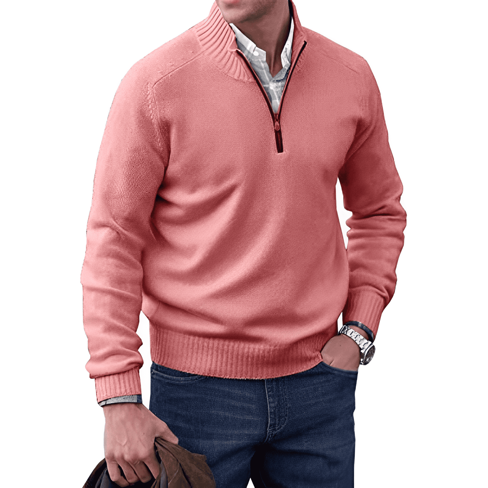 Adrian Jersey con Cremallera para Hombre – Suéter Elegante Cachemira Chic
