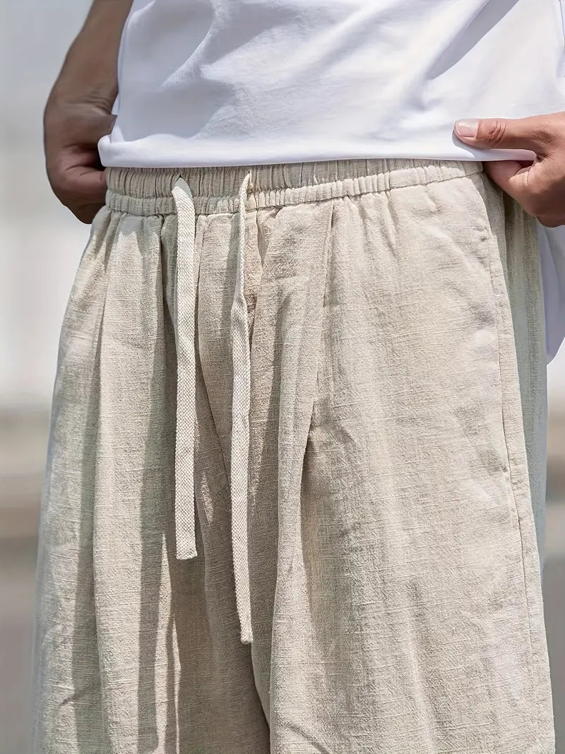 Liam Pantalón de Lino para Hombre – Pantalón Amplio Casual Elegante Verano