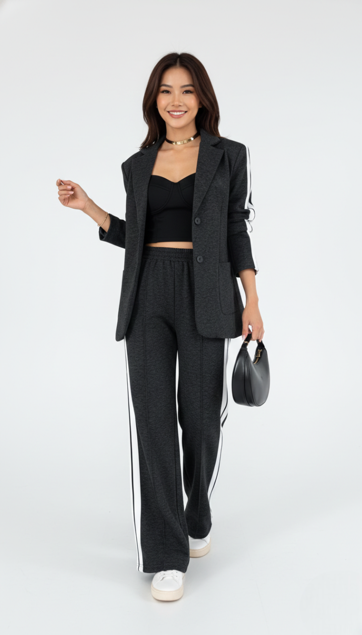 Aila Conjunto Athleisure para Mujer – Chándal Elegante Rayas Casual Chic