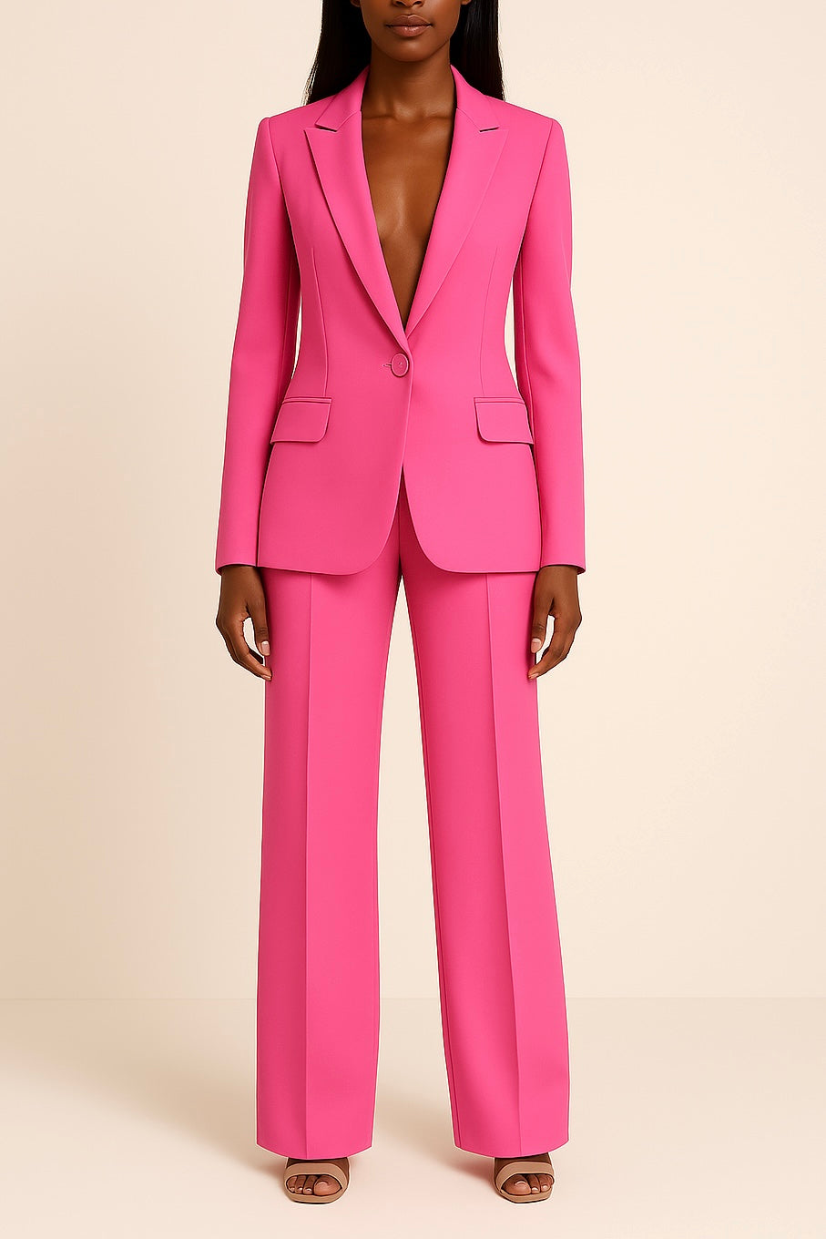 Valentina Conjunto Satinado para Mujer – Traje Elegante de Pantalón Ancho y Blazer Moderno