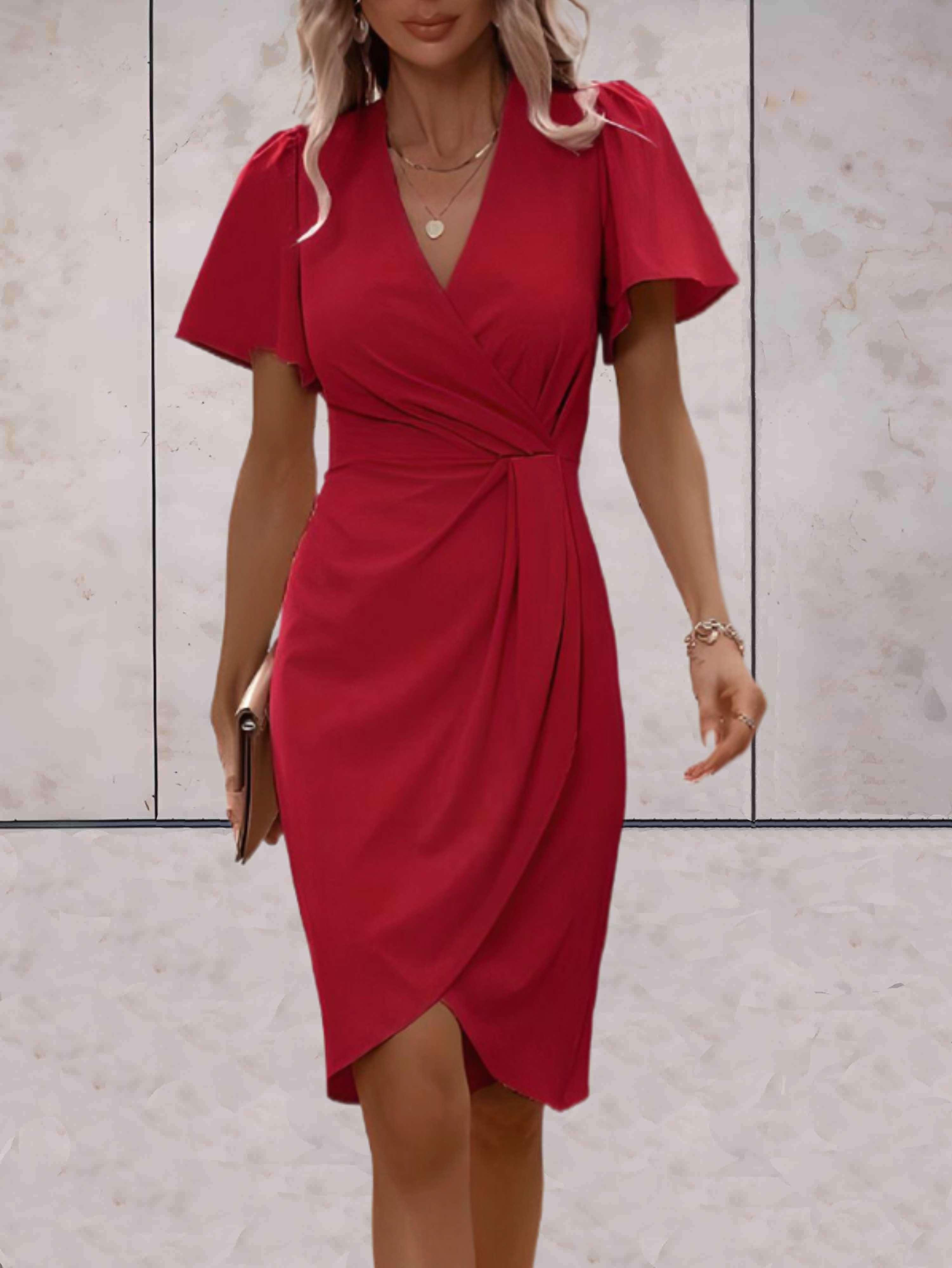 Harper Vestido Cruzado para Mujer – Vestido Elegante Escote en V Chic
