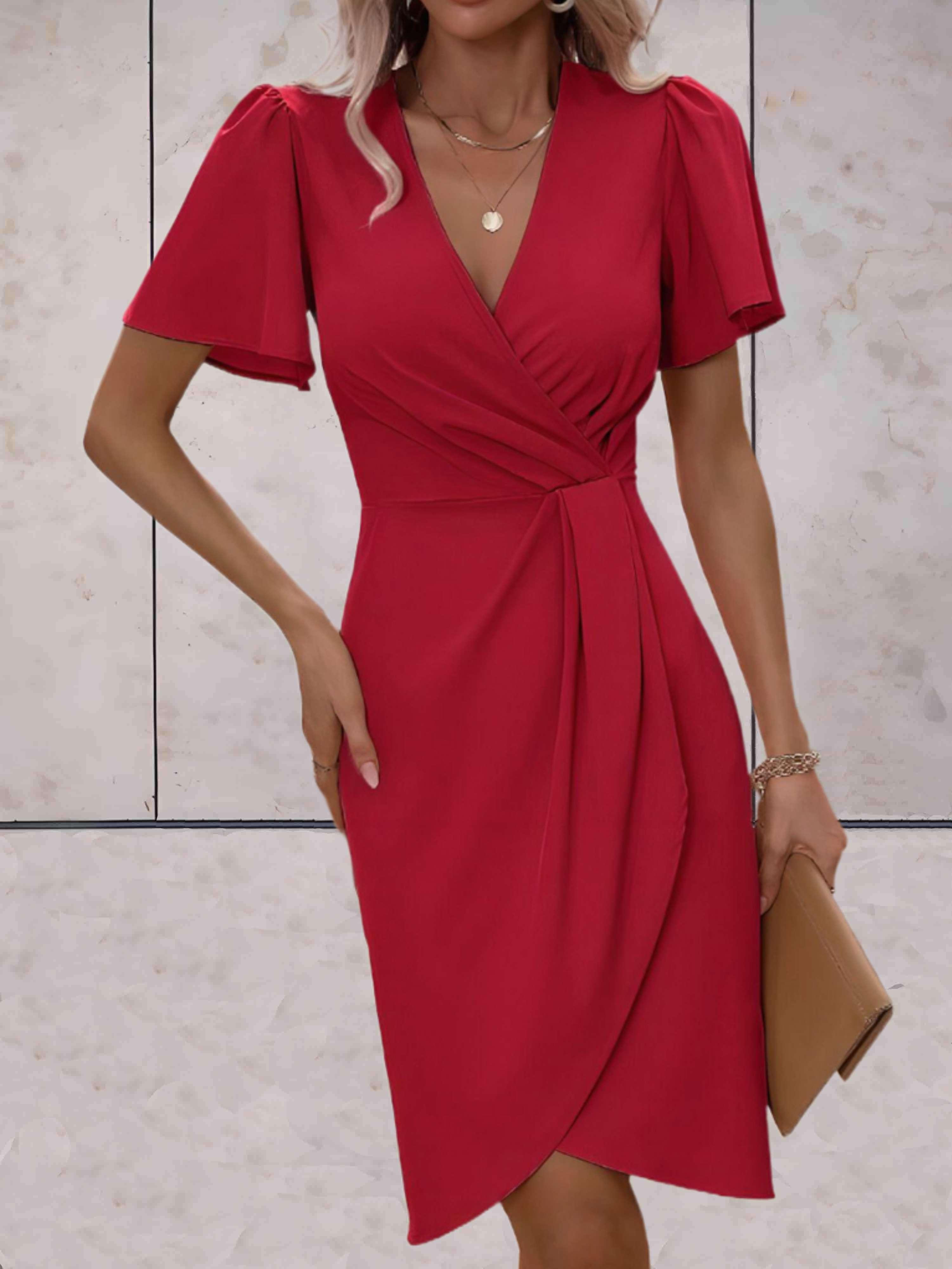 Harper Vestido Cruzado para Mujer – Vestido Elegante Escote en V Chic