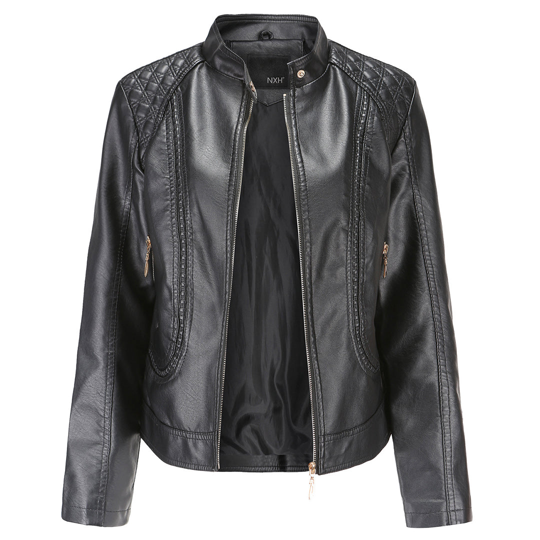 Janiyah Chaqueta de Cuero para Mujer – Cazadora Elegante con Cremalleras Chic