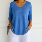 Coraline Jersey de Cuello V para Mujer – Suéter Elegante de Punto Fino Chic