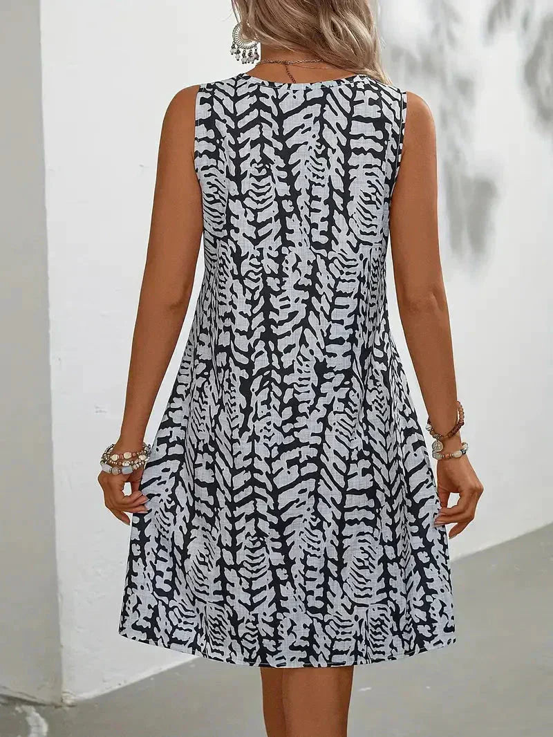 Hannie Vestido Mini de Verano para Mujer – Vestido Estampado Sin Mangas