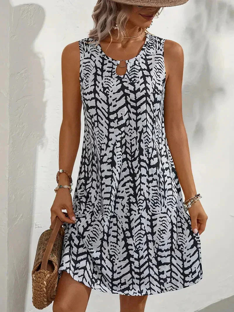Hannie Vestido Mini de Verano para Mujer – Vestido Estampado Sin Mangas