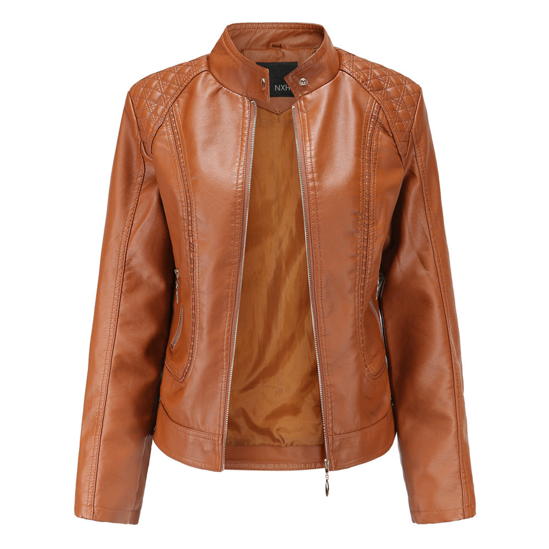 Janiyah Chaqueta de Cuero para Mujer – Cazadora Elegante con Cremalleras Chic