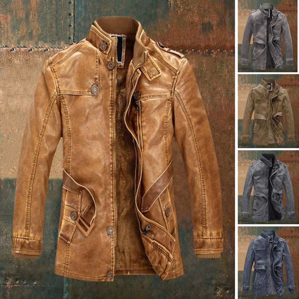 Shon Chaqueta de Cuero Vintage para Hombre – Cazadora Retro Elegante