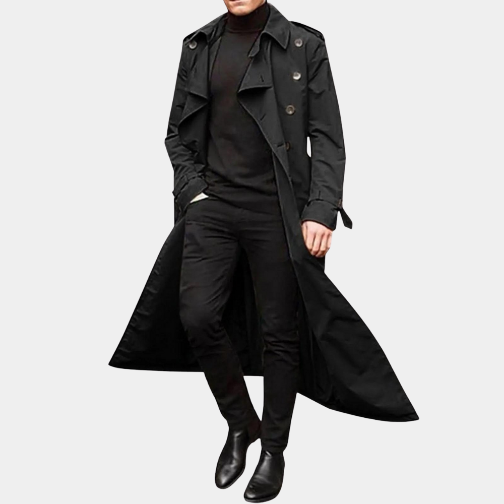 Gabriel Trench para Hombre – Abrigo Largo Impermeable con Diseño Clásico Elegante