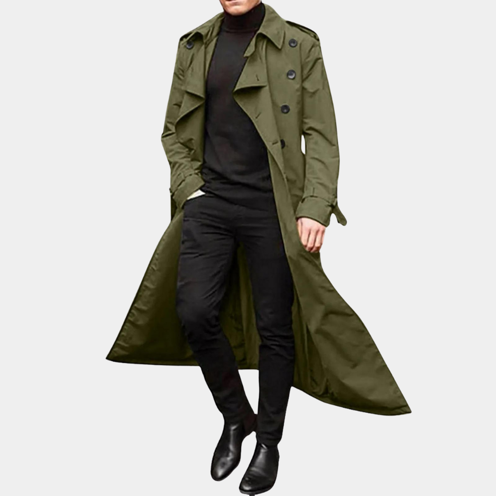 Gabriel Trench para Hombre – Abrigo Largo Impermeable con Diseño Clásico Elegante