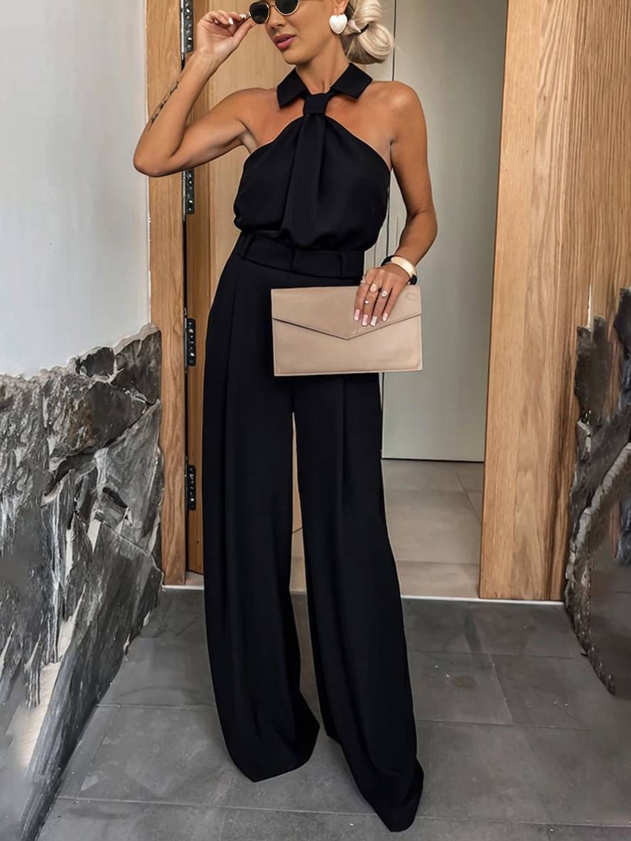 Aliya Mono Palazzo para Mujer – Jumpsuit Casual Chic Sin Mangas Moderno