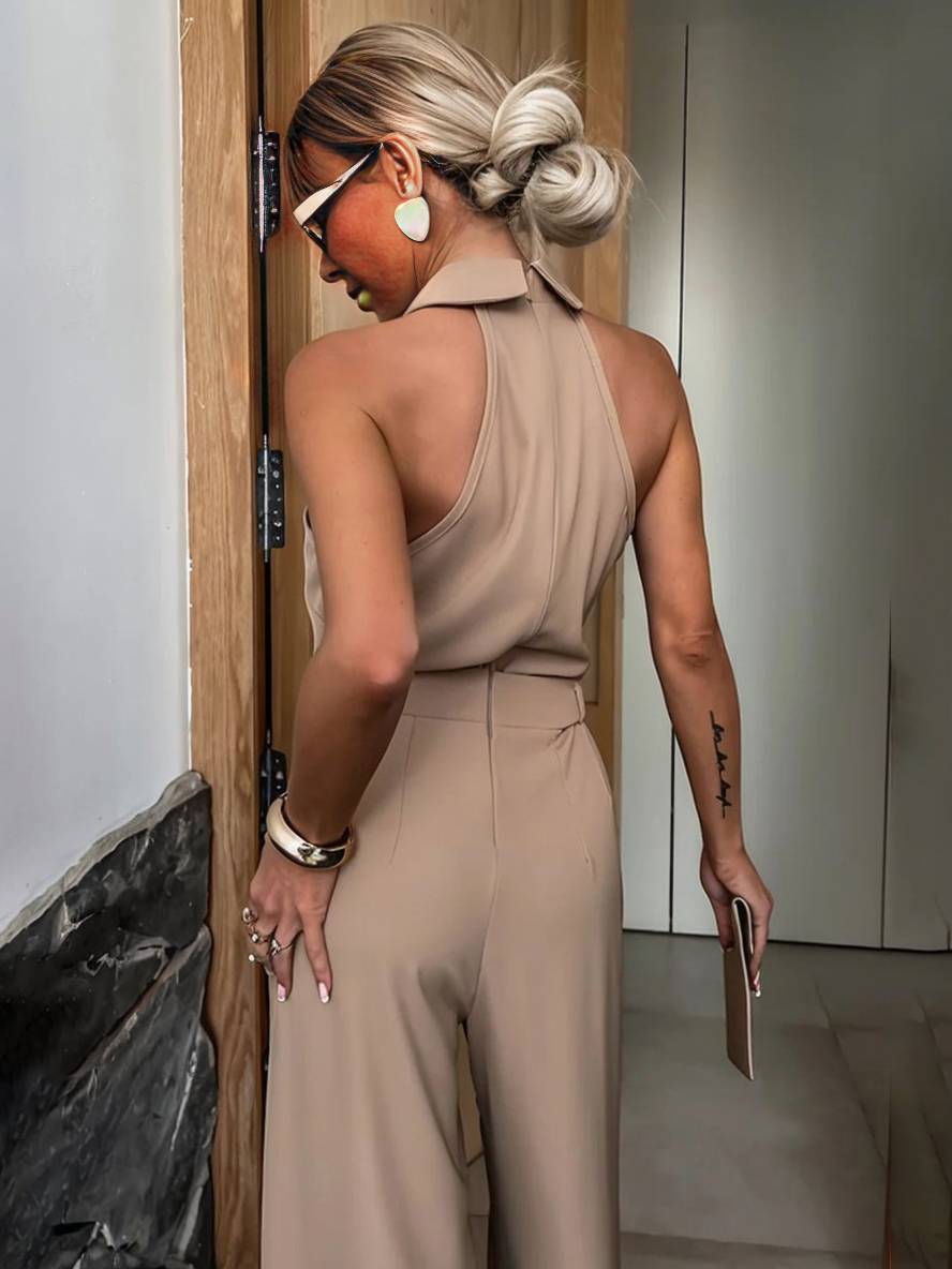 Aliya Mono Palazzo para Mujer – Jumpsuit Casual Chic Sin Mangas Moderno