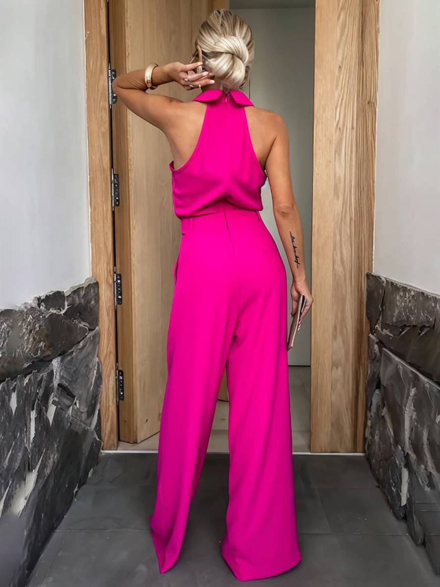 Aliya Mono Palazzo para Mujer – Jumpsuit Casual Chic Sin Mangas Moderno