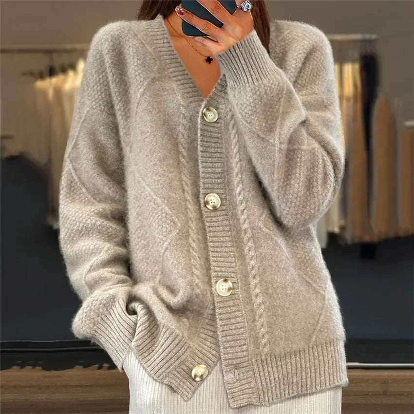 Lena Cárdigan de Cachemir para Mujer – Chaqueta Elegante con Botones Premium