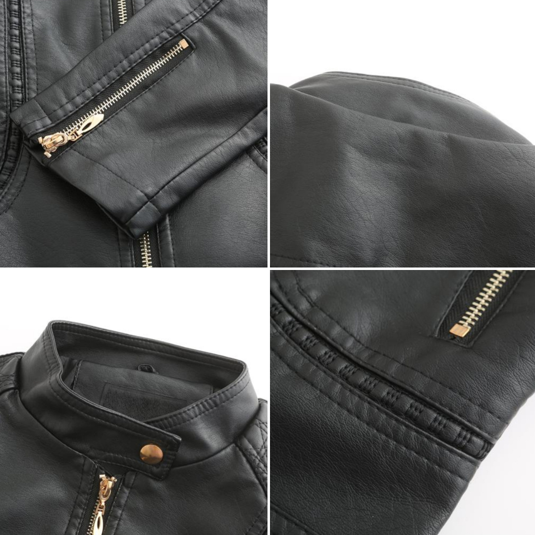 Janiyah Chaqueta de Cuero para Mujer – Cazadora Elegante con Cremalleras Chic