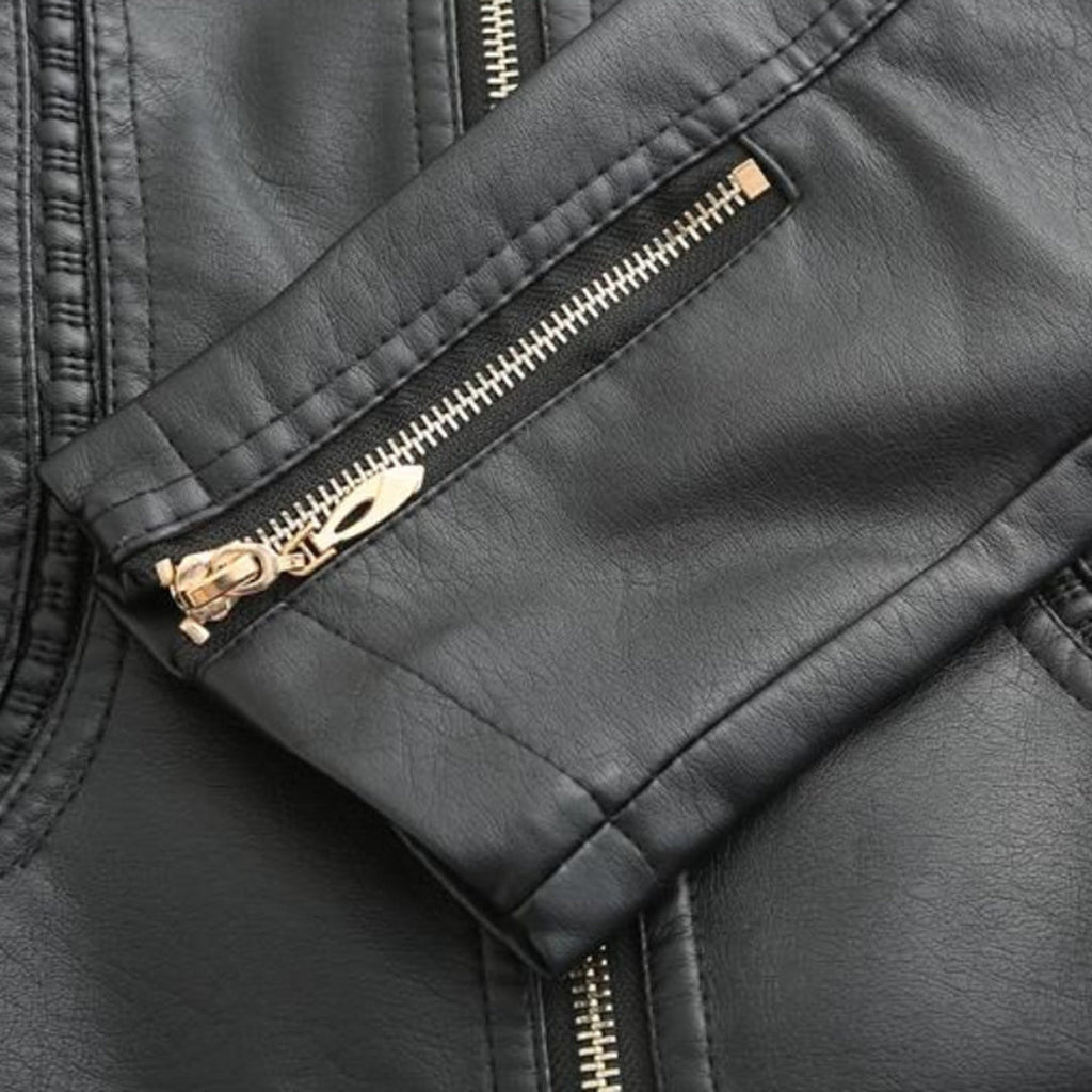 Janiyah Chaqueta de Cuero para Mujer – Cazadora Elegante con Cremalleras Chic