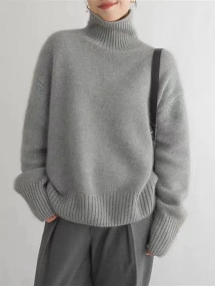 Lynn Jersey de Cuello Alto para Mujer – Suéter de Lana Elegante y Cálido