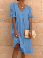 Fanny Vestido Midi para Mujer – Vestido Verano Elegante Cuello V Chic