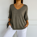 Coraline Jersey de Cuello V para Mujer – Suéter Elegante de Punto Fino Chic