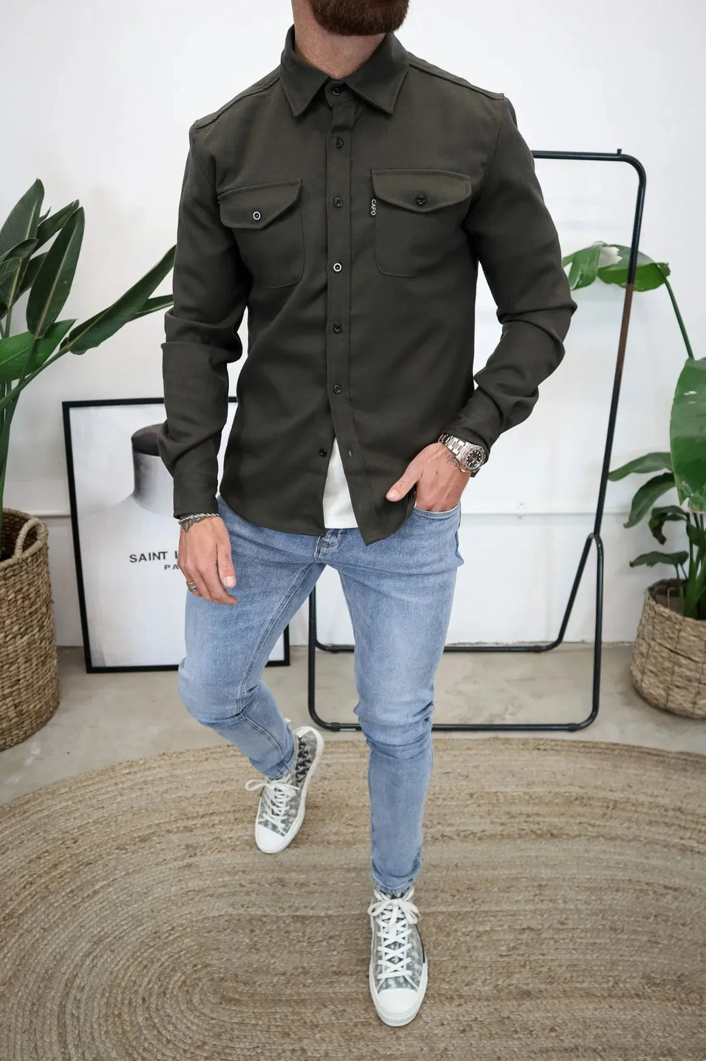 Dave Sobrecamisa para Hombre – Chaqueta Camisa Casual Chic Primavera