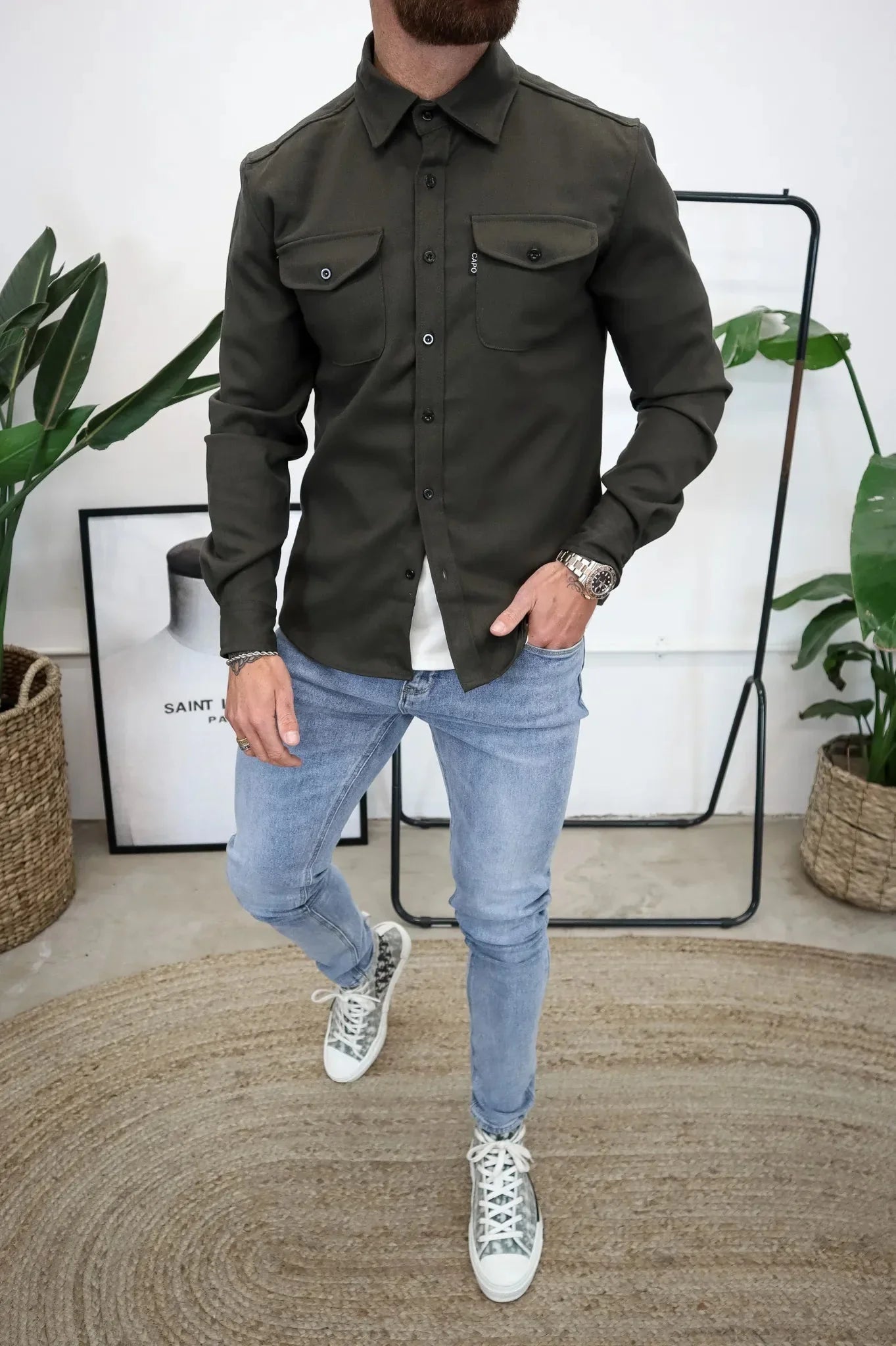 Dave Sobrecamisa para Hombre – Chaqueta Camisa Casual Chic Primavera