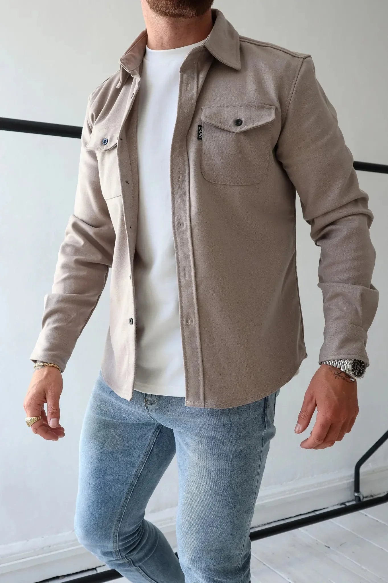 Dave Sobrecamisa para Hombre – Chaqueta Camisa Casual Chic Primavera