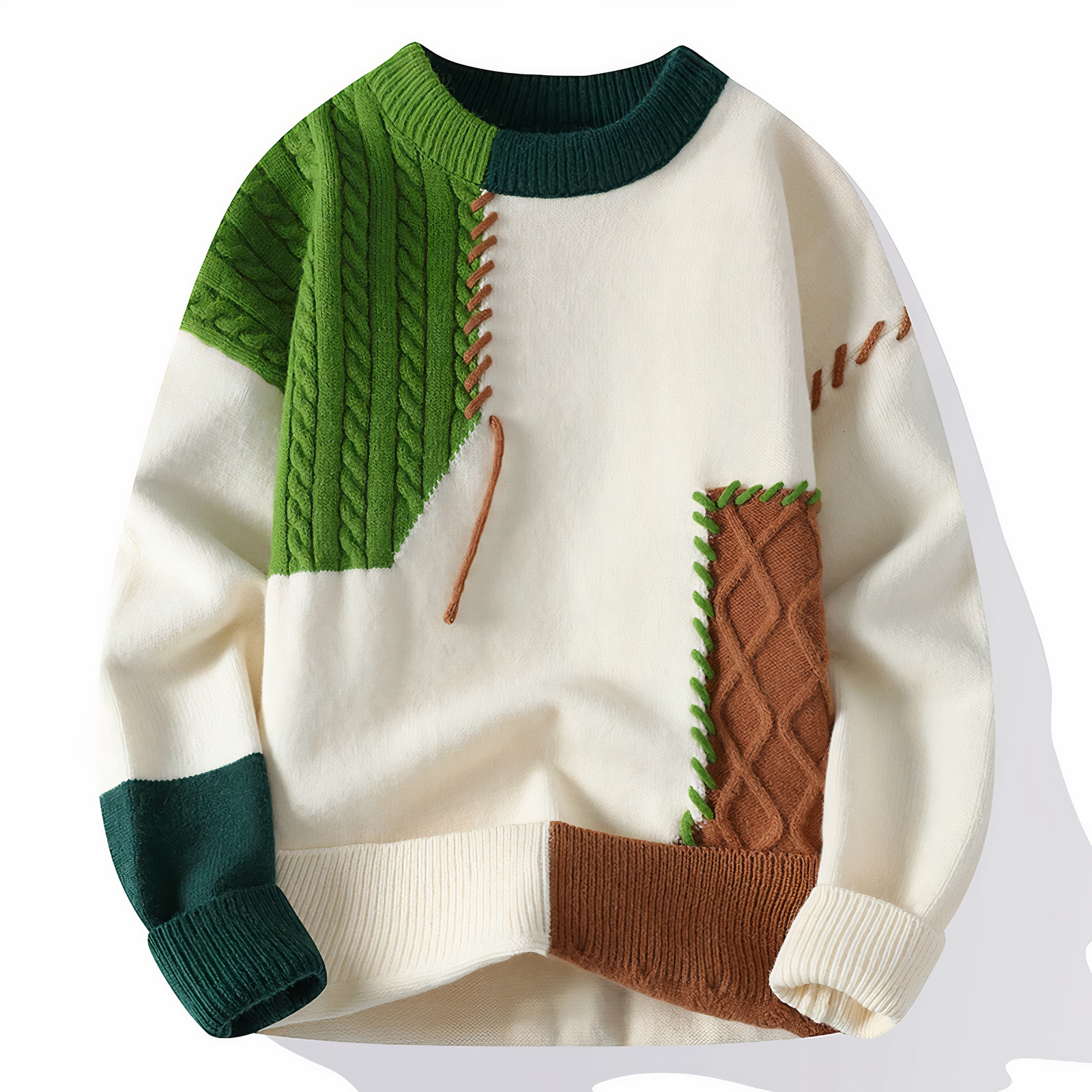 Dave Jersey Patchwork para Hombre – Suéter Invierno Casual Chic Moderno