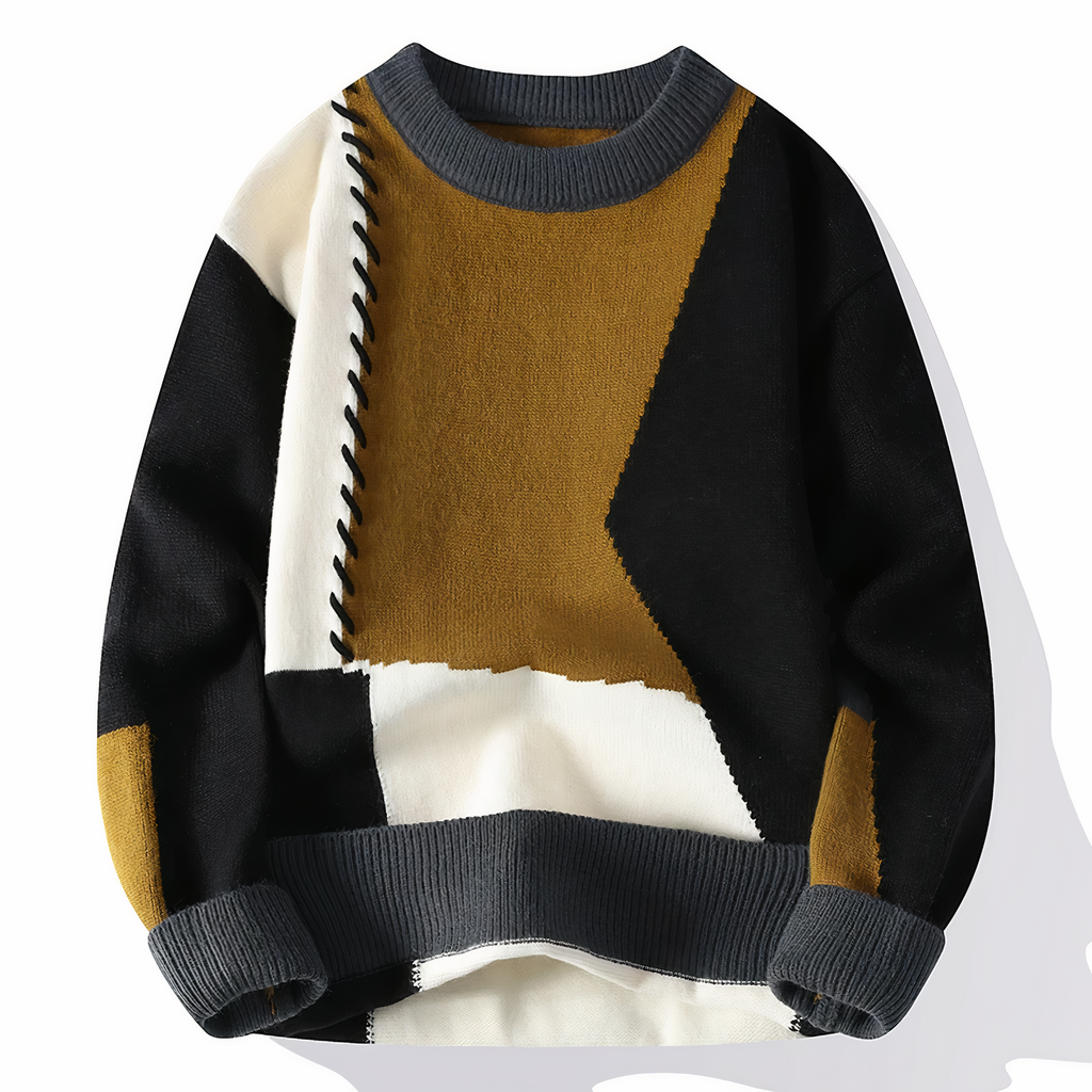 Dave Jersey Patchwork para Hombre – Suéter Invierno Casual Chic Moderno