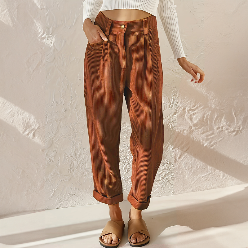 Pantalón de Pana de Tiro Alto para Mujer
