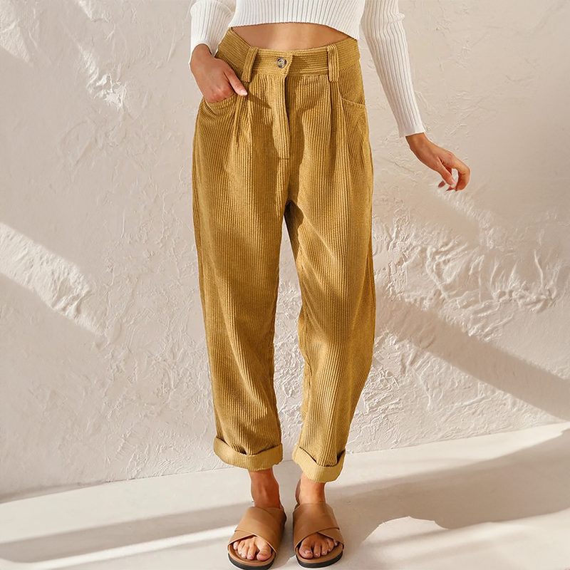 Pantalón de Pana de Tiro Alto para Mujer