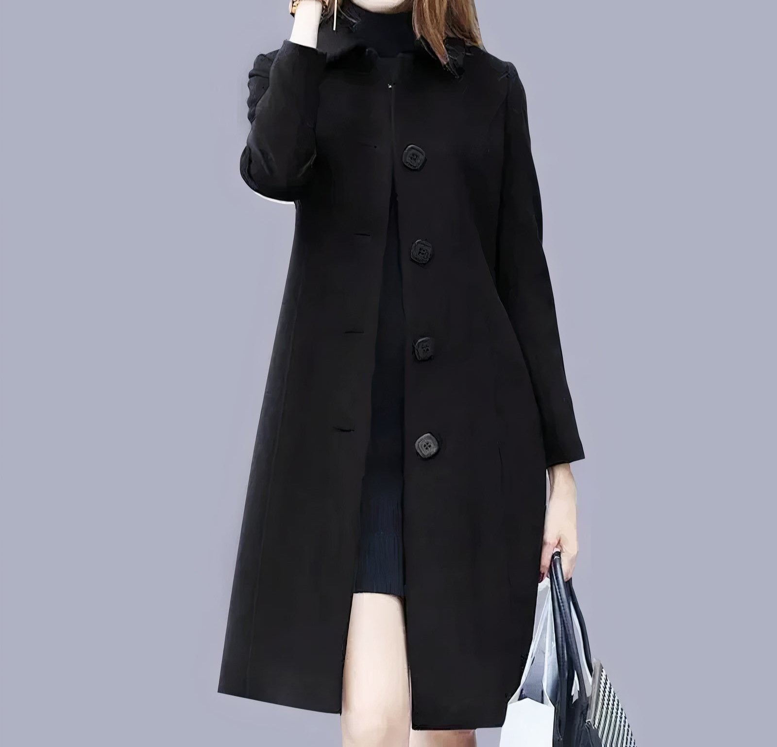 Analia Abrigo Largo para Mujer – Abrigo Elegante Chic Clásico Invierno Moderno